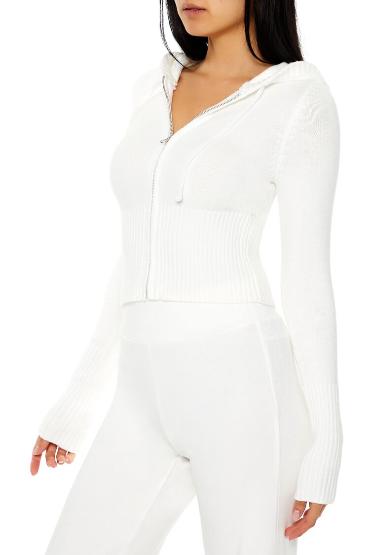 Hooded Cropped Zip-Up Sweater