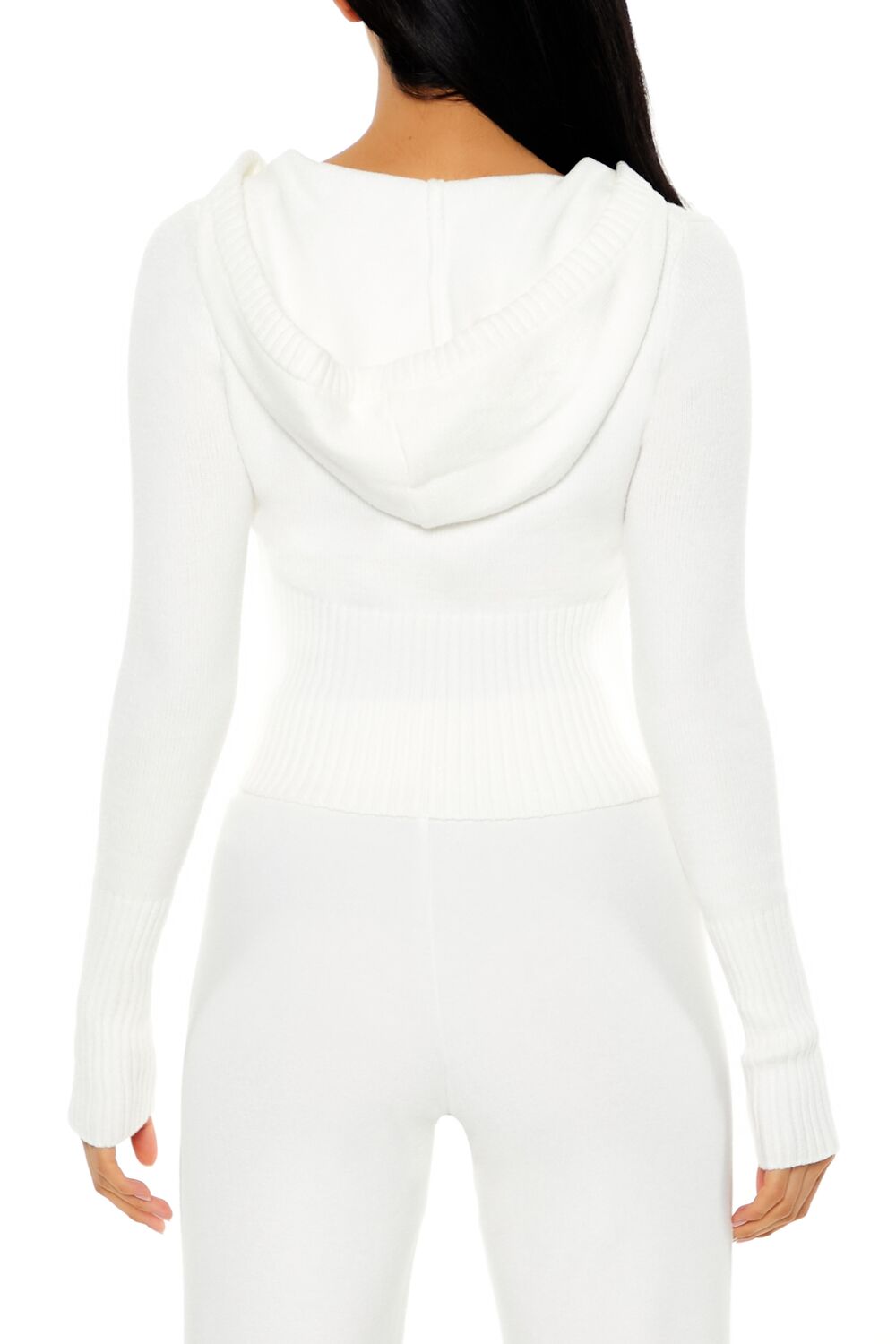 Hooded Cropped Zip-Up Sweater