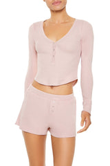 Henley Top & Shorts Pajama Set