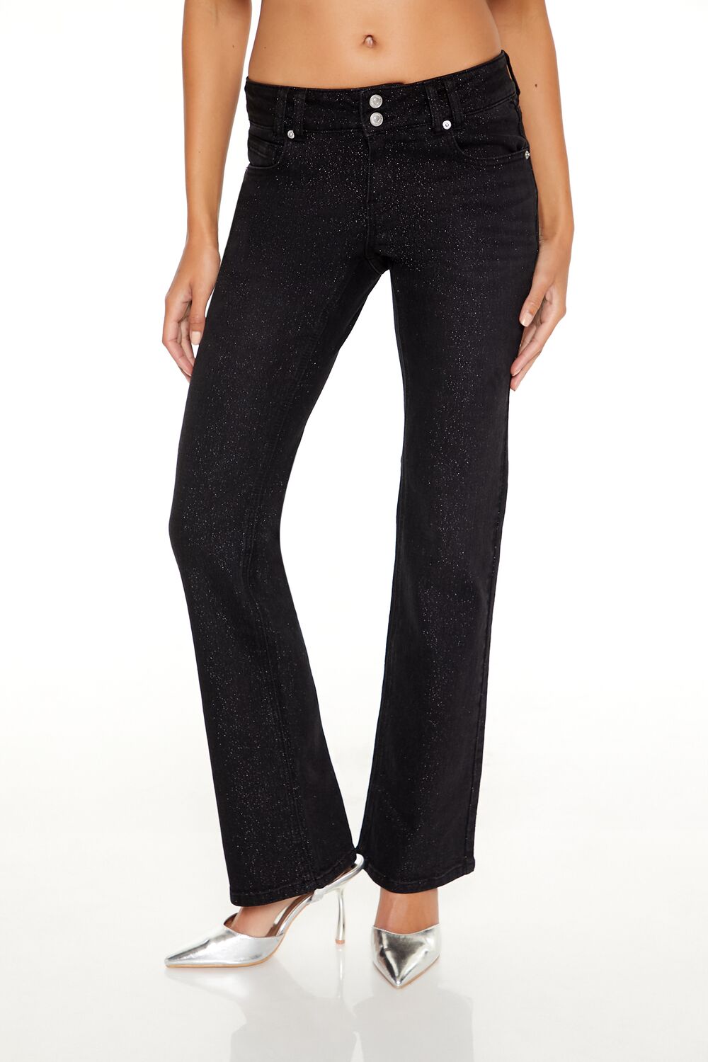 Sequin Low-Rise Bootcut Jeans