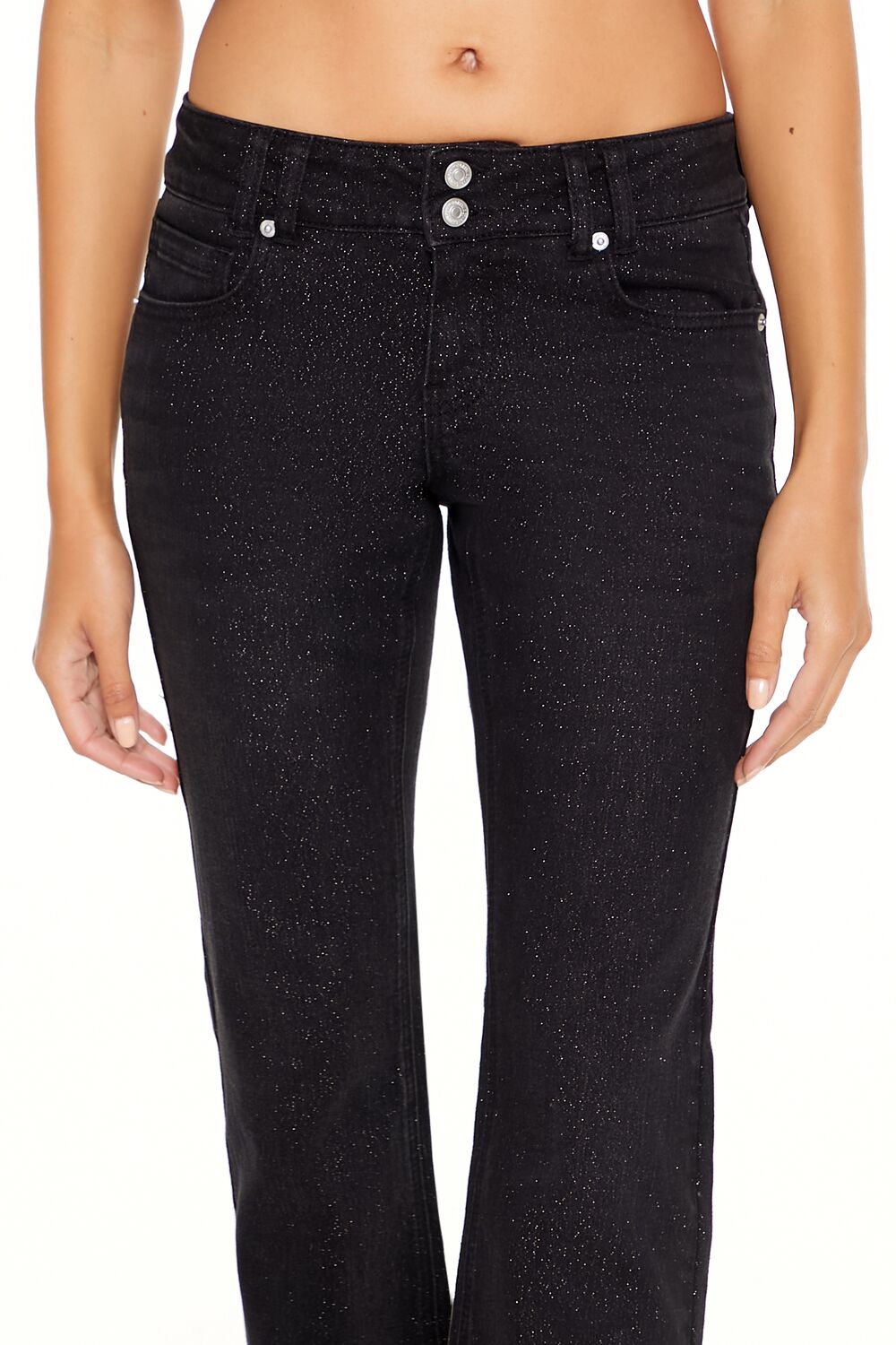 Sequin Low-Rise Bootcut Jeans