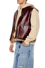 Faux Leather & Shearling Vest