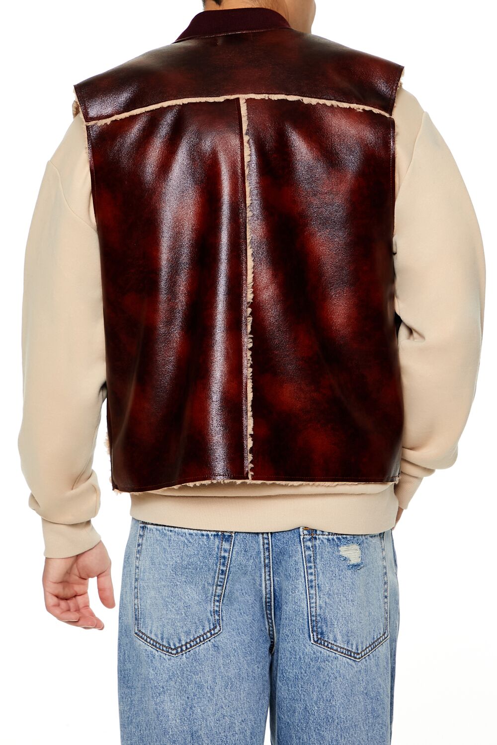Faux Leather & Shearling Vest