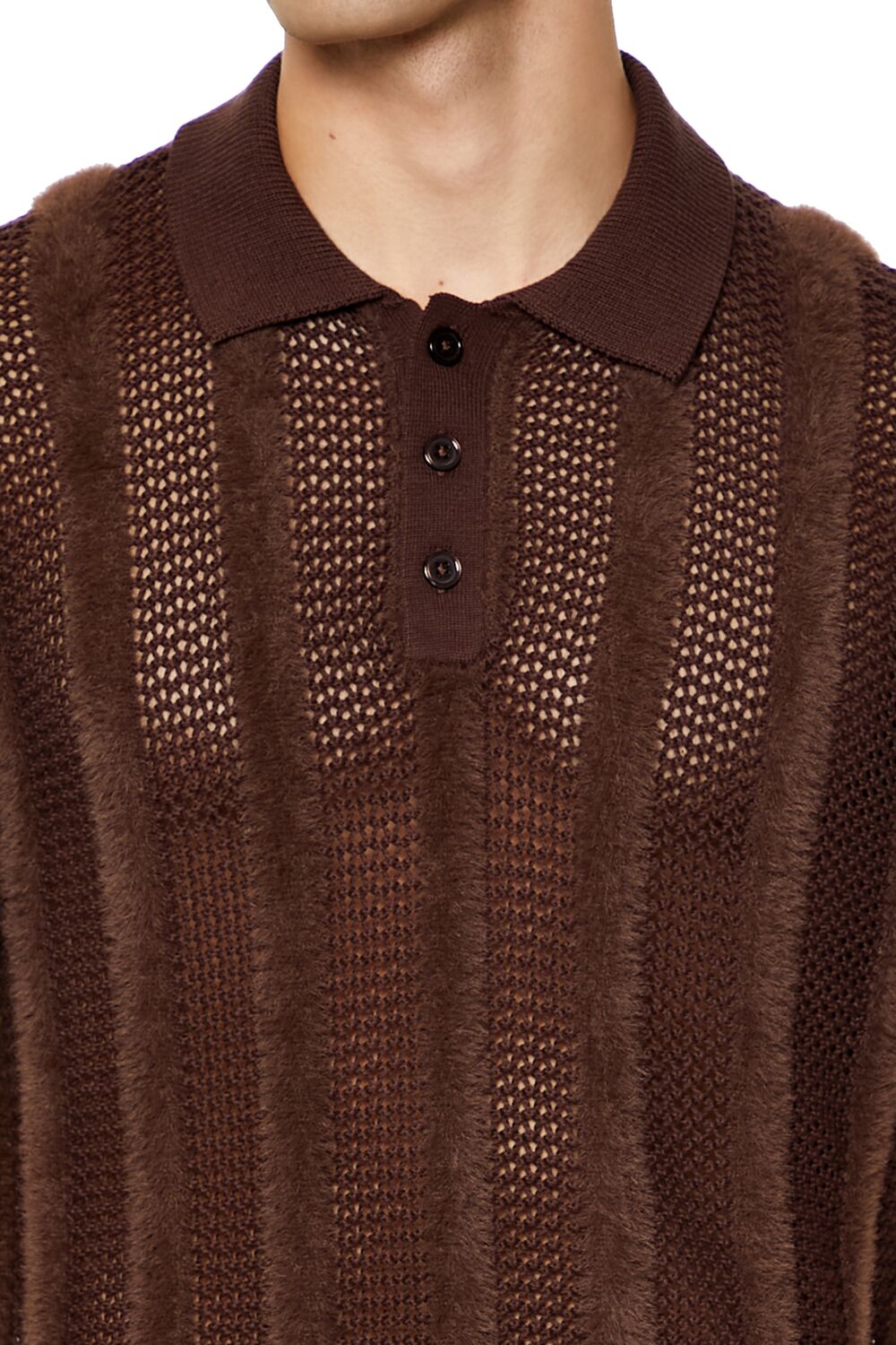 Striped Sweater-Knit Polo Shirt
