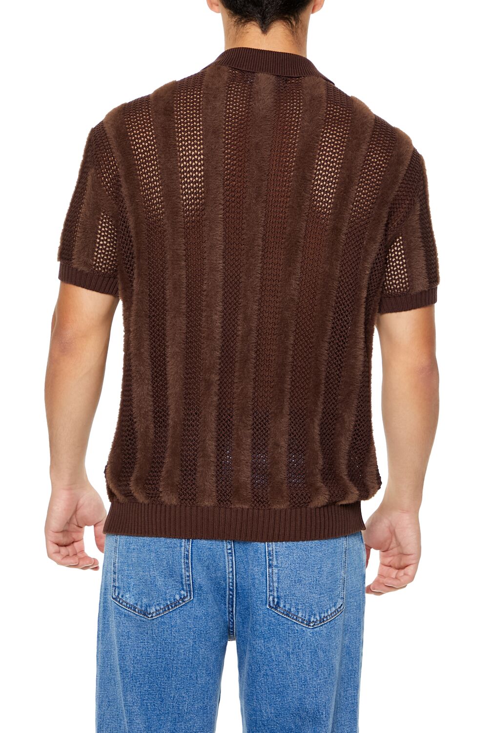 Striped Sweater-Knit Polo Shirt