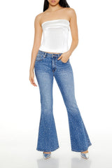 Rhinestone High-Rise Flare Jeans