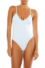 Ribbon Lace-Trim Lingerie Bodysuit