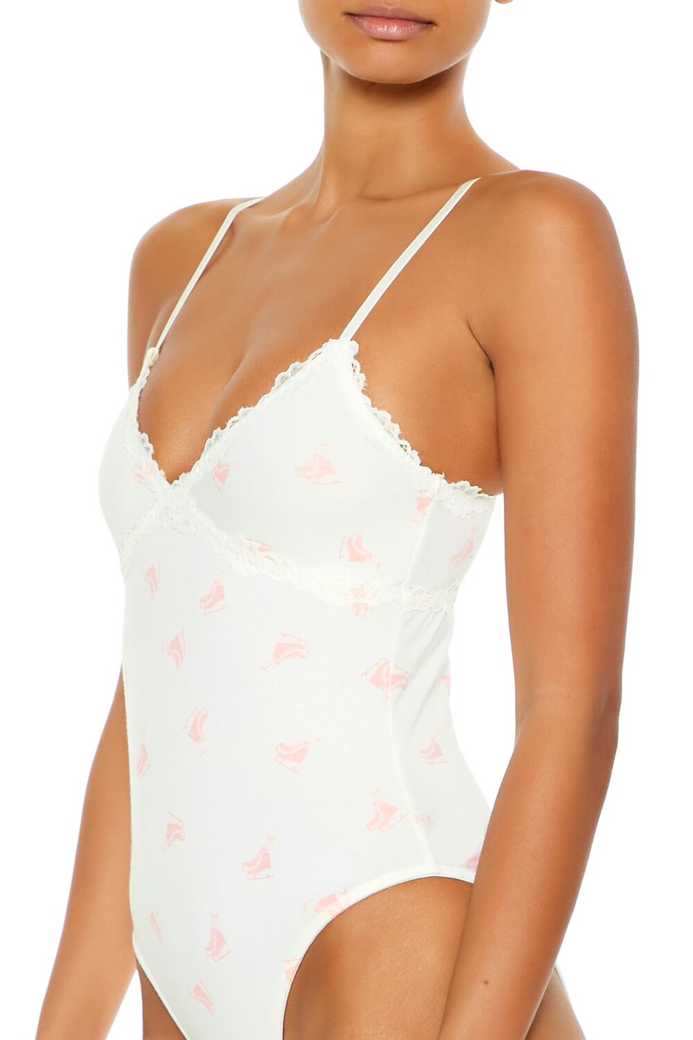 Ice Skate Print Lingerie Bodysuit