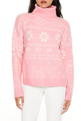 Fair Isle Bow Turtleneck Sweater