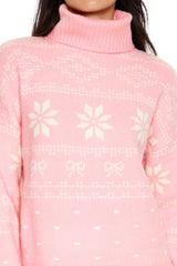 Fair Isle Bow Turtleneck Sweater