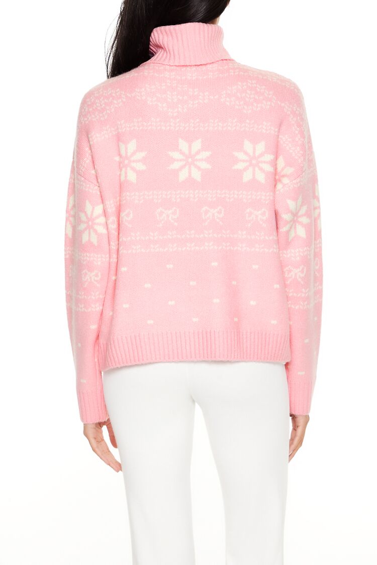 Fair Isle Bow Turtleneck Sweater