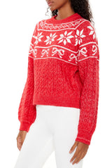 Fair Isle Bow Cable Knit Sweater