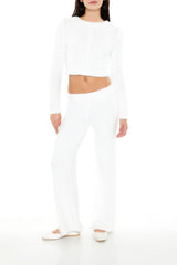 Fuzzy Cable Knit Cropped Sweater
