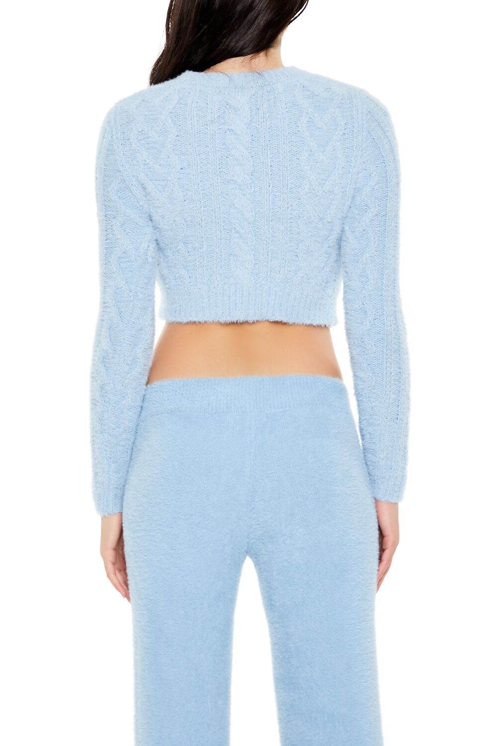 Fuzzy Cable Knit Cropped Sweater