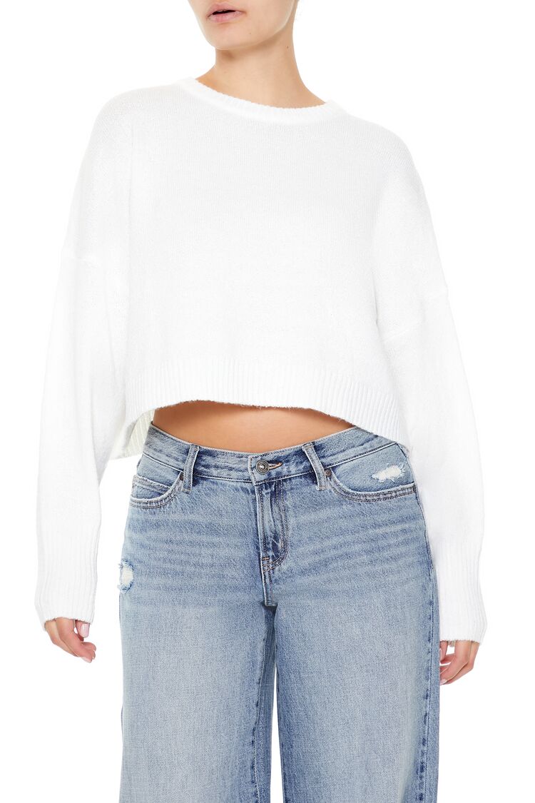 Cropped Drop-Sleeve Sweater