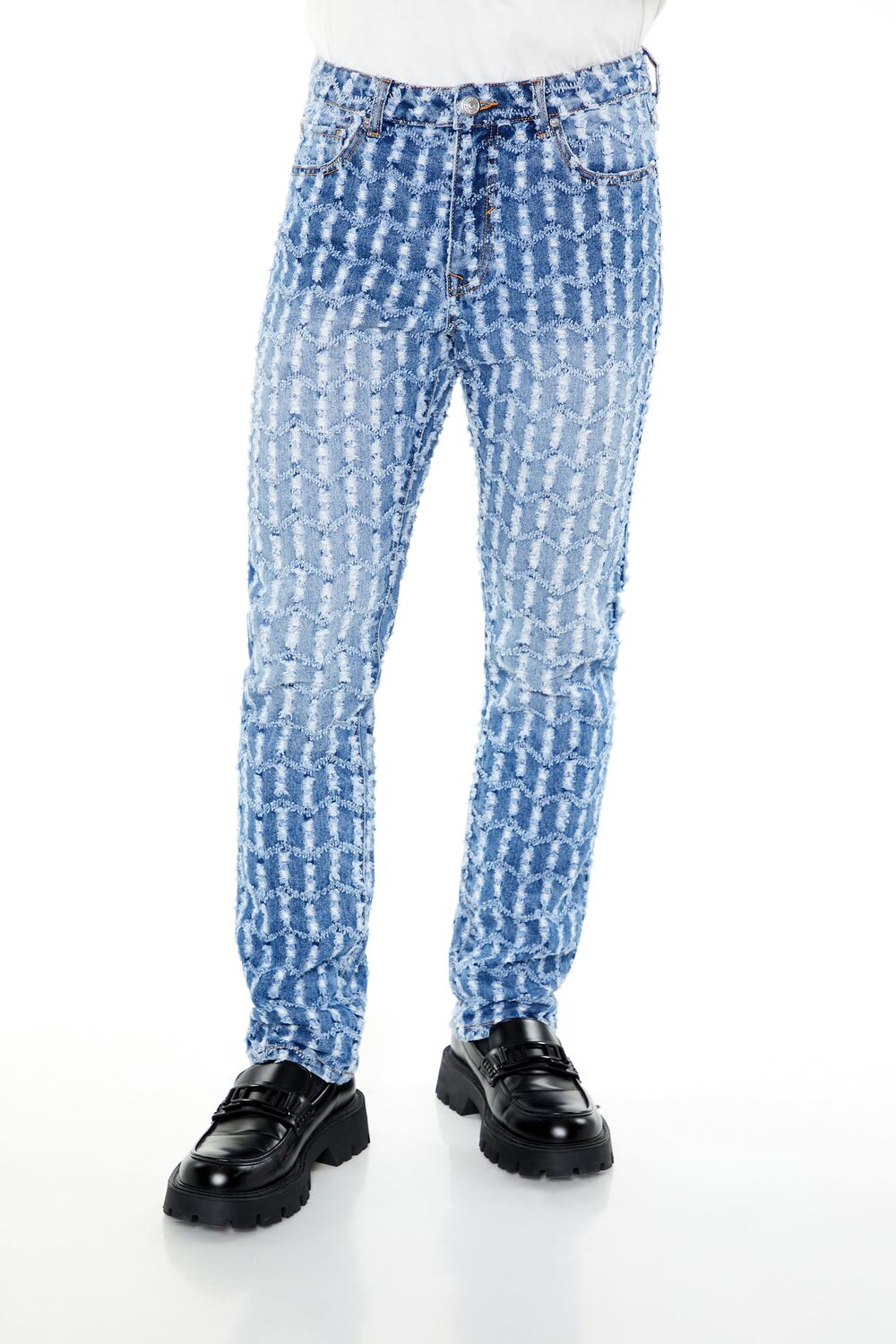 Frayed Slim-Fit Mid-Rise Jeans