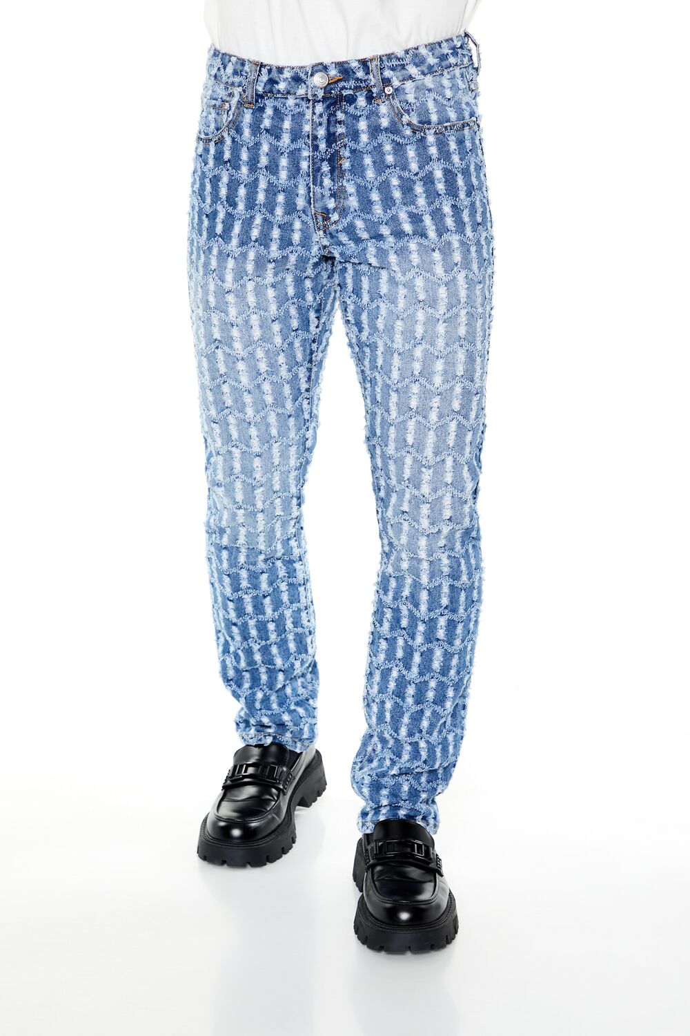 Frayed Slim-Fit Mid-Rise Jeans
