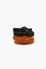 Thin Faux Suede Belt Set
