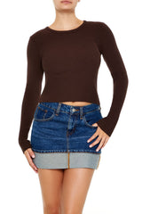 Cropped Rib-Knit Sweater