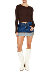 Cropped Rib-Knit Sweater