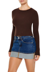 Cropped Rib-Knit Sweater