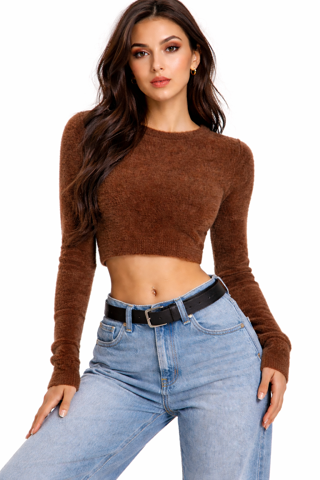 Fuzzy Knit Cropped Sweater