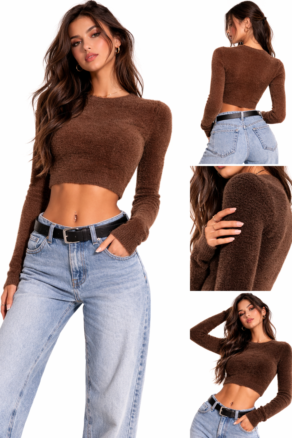 Fuzzy Knit Cropped Sweater