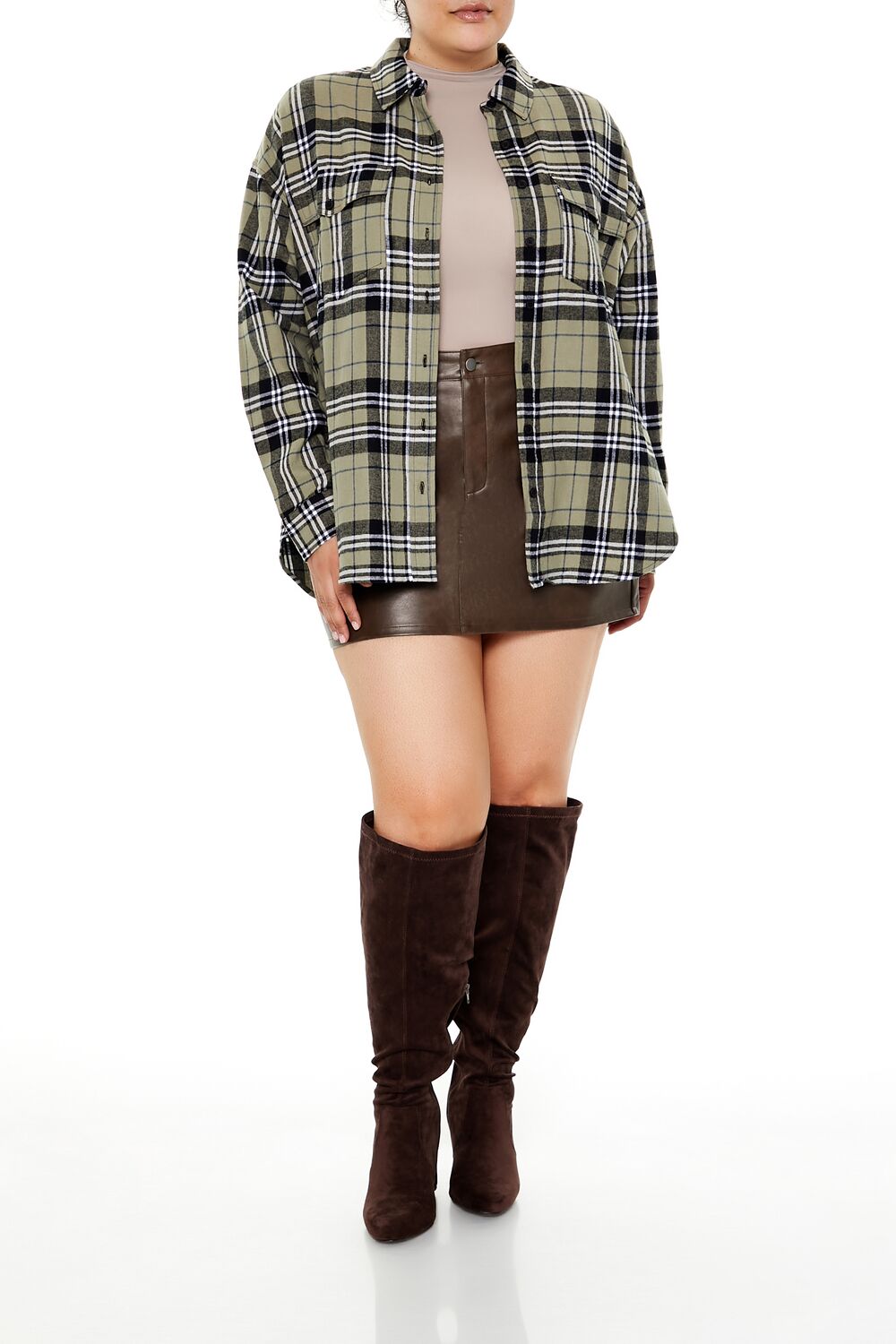 Plus Size Plaid Flannel Shirt