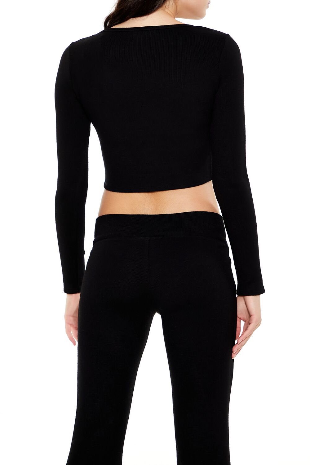 V-Neck Long-Sleeve Crop Top
