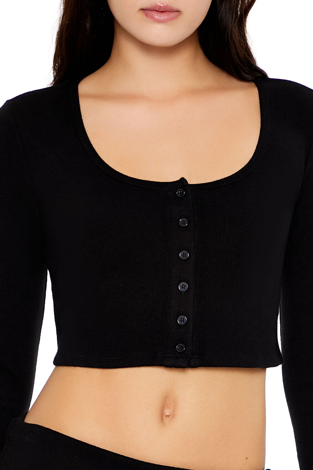 Button-Front Crop Top