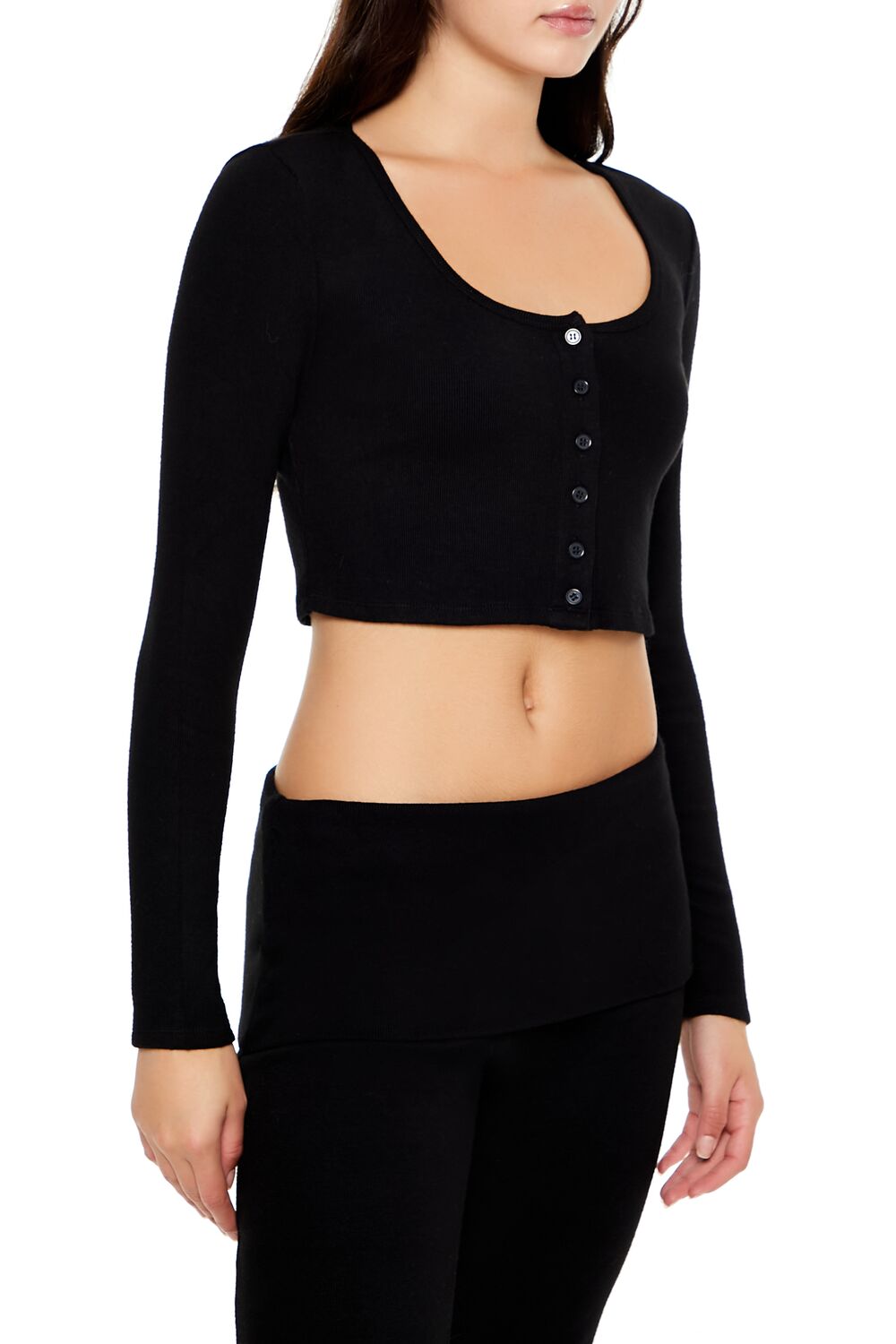 Button-Front Crop Top