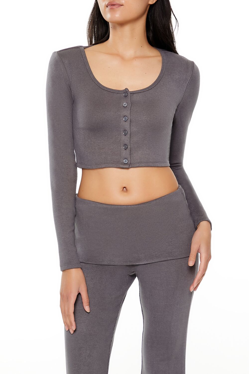 Button-Front Crop Top