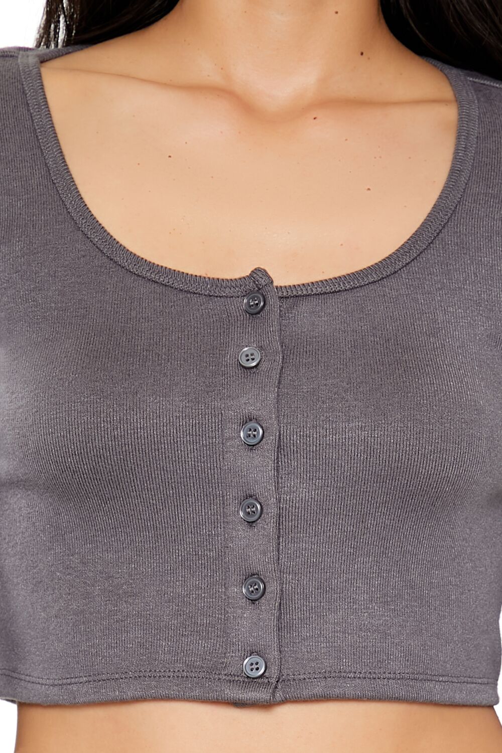 Button-Front Crop Top