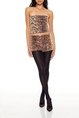Sequin Leopard Print Tube Top