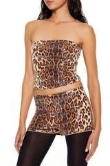 Sequin Leopard Print Tube Top