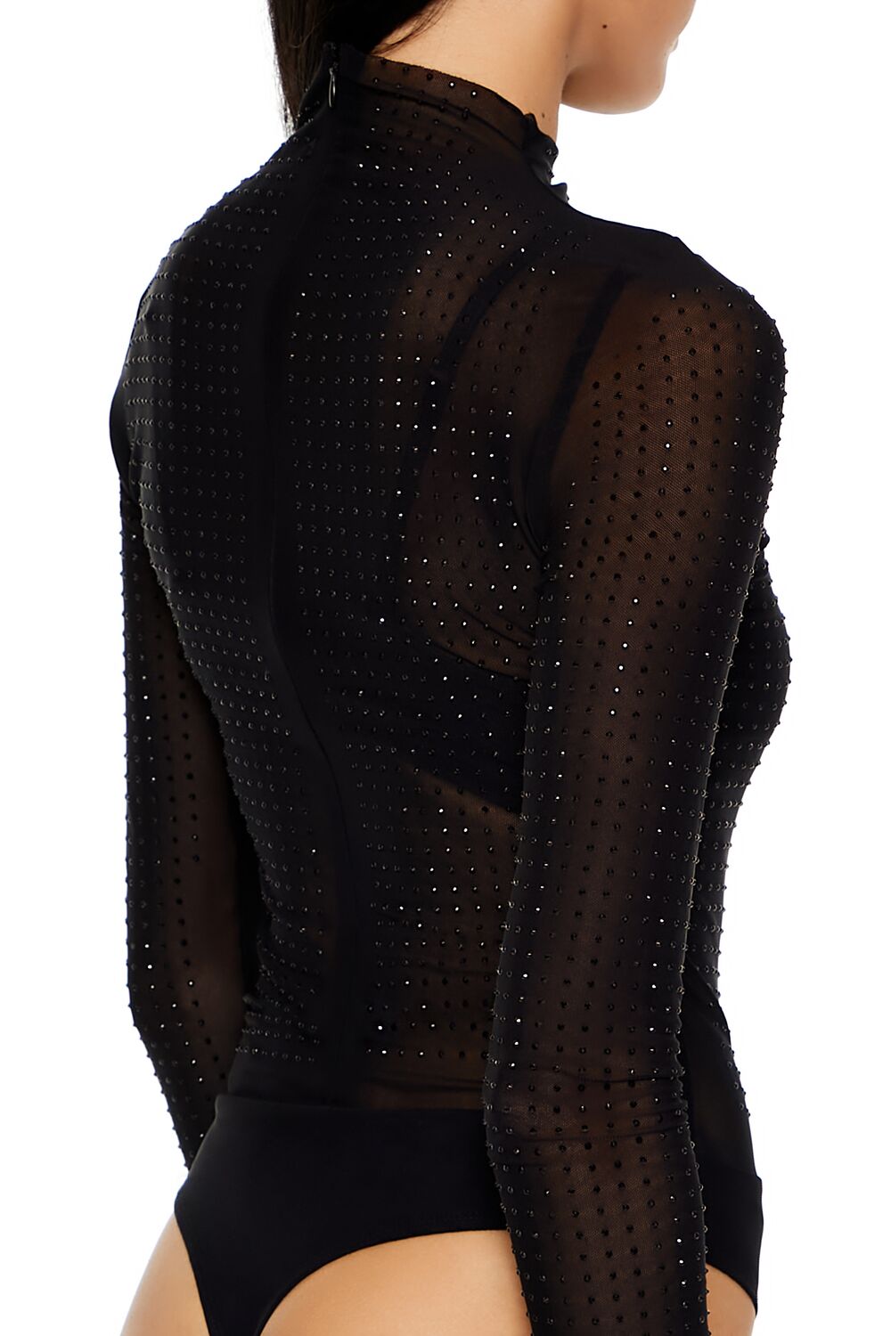 Rhinestone Mock Neck Bodysuit