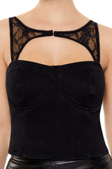 Lace & Denim Bustier Top