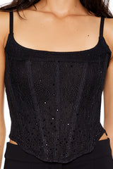Lace Rhinestone Corset Cami