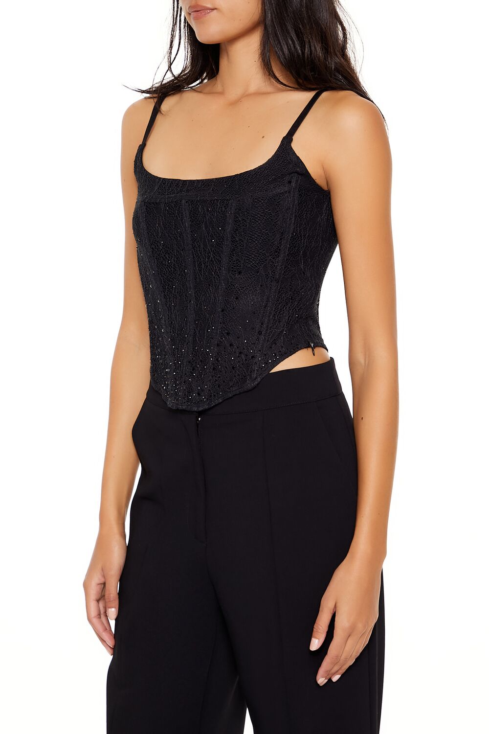 Lace Rhinestone Corset Cami