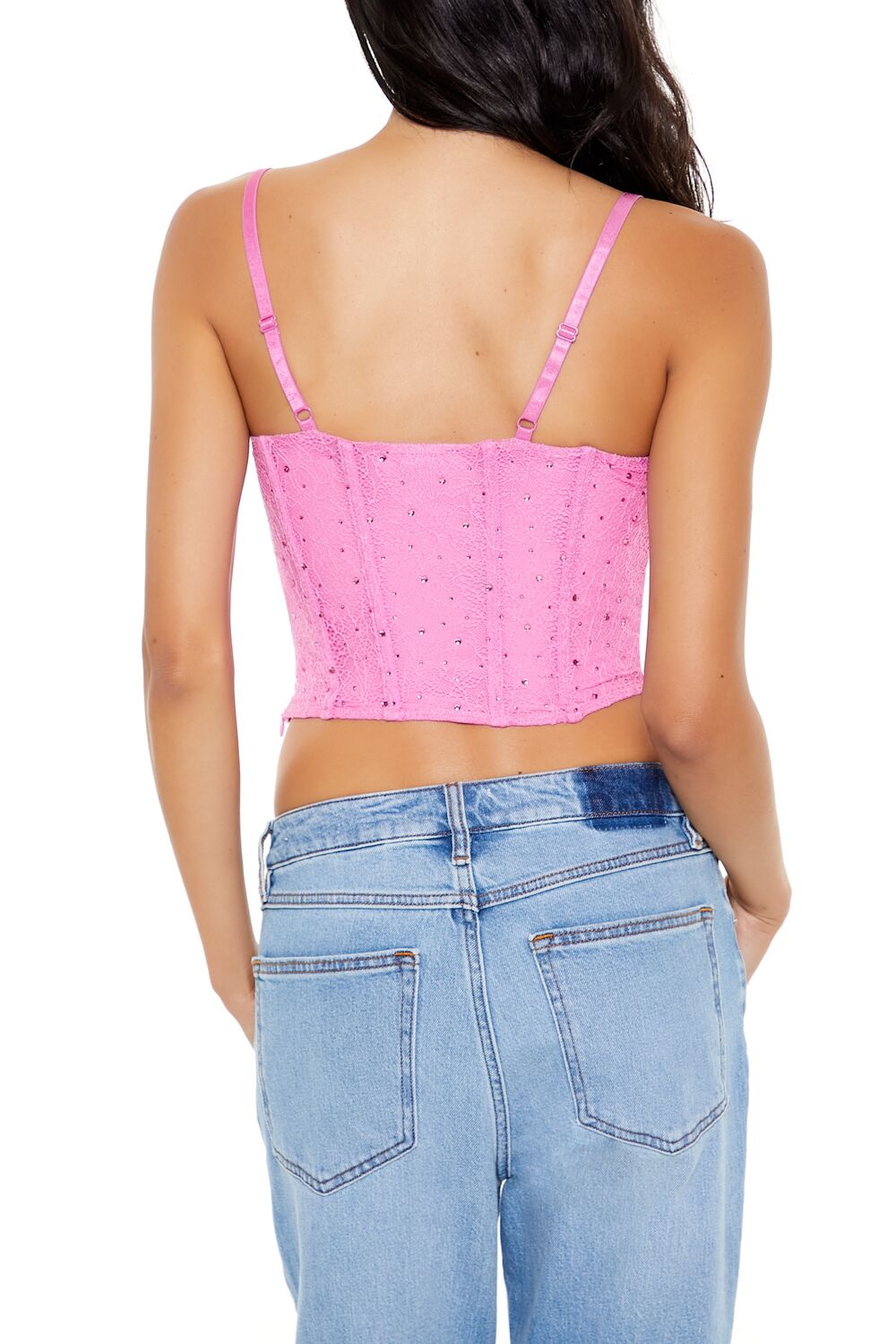 Lace Rhinestone Corset Cami