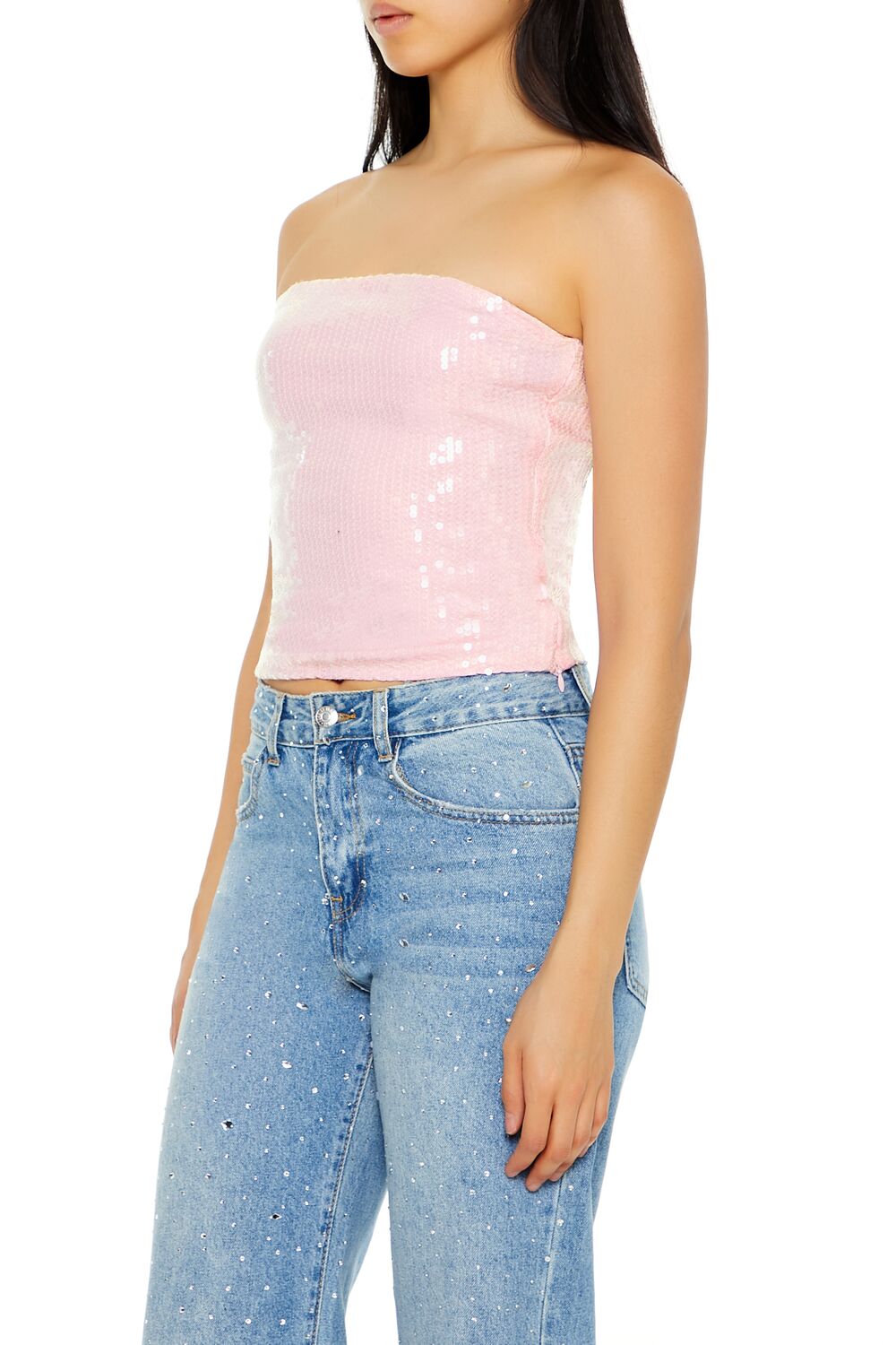 Sequin Tube Crop Top