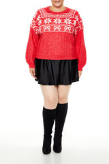 Plus Size Fair Isle Poinsettia Sweater