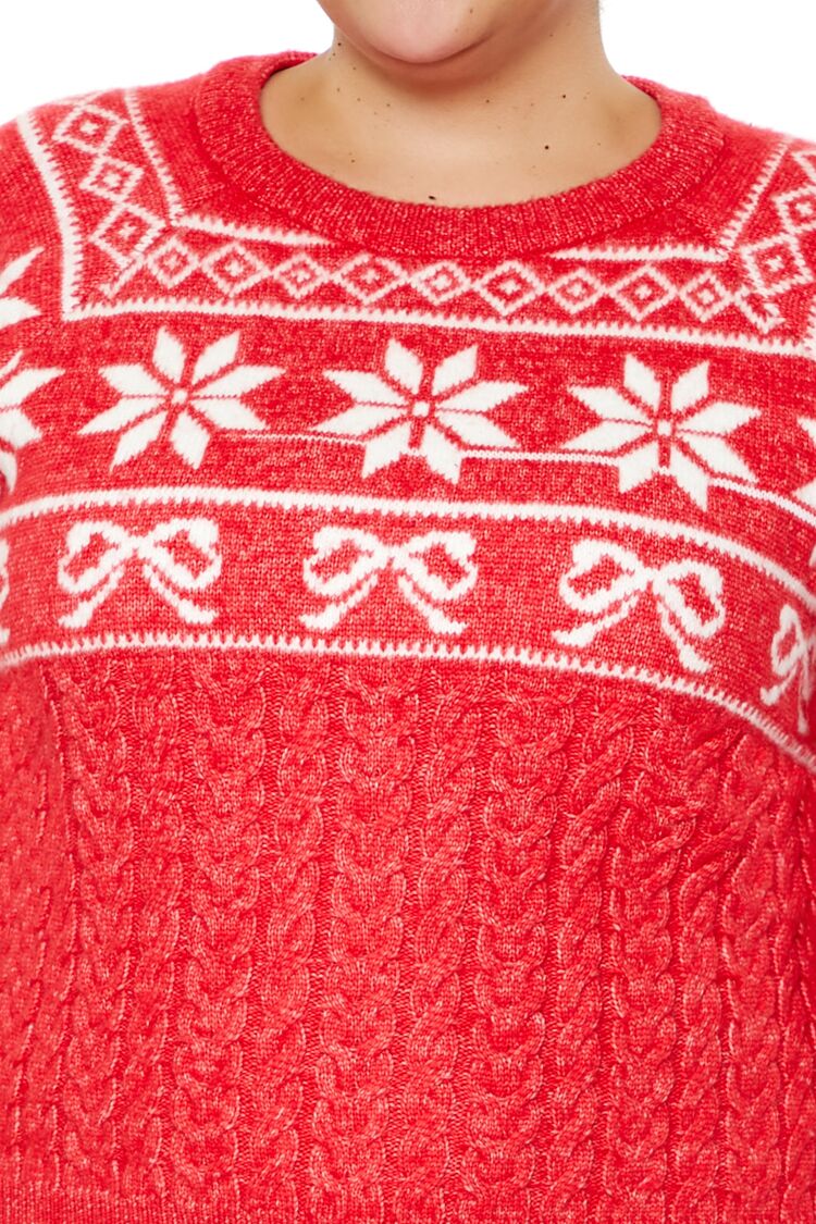 Plus Size Fair Isle Poinsettia Sweater