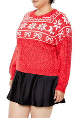 Plus Size Fair Isle Poinsettia Sweater