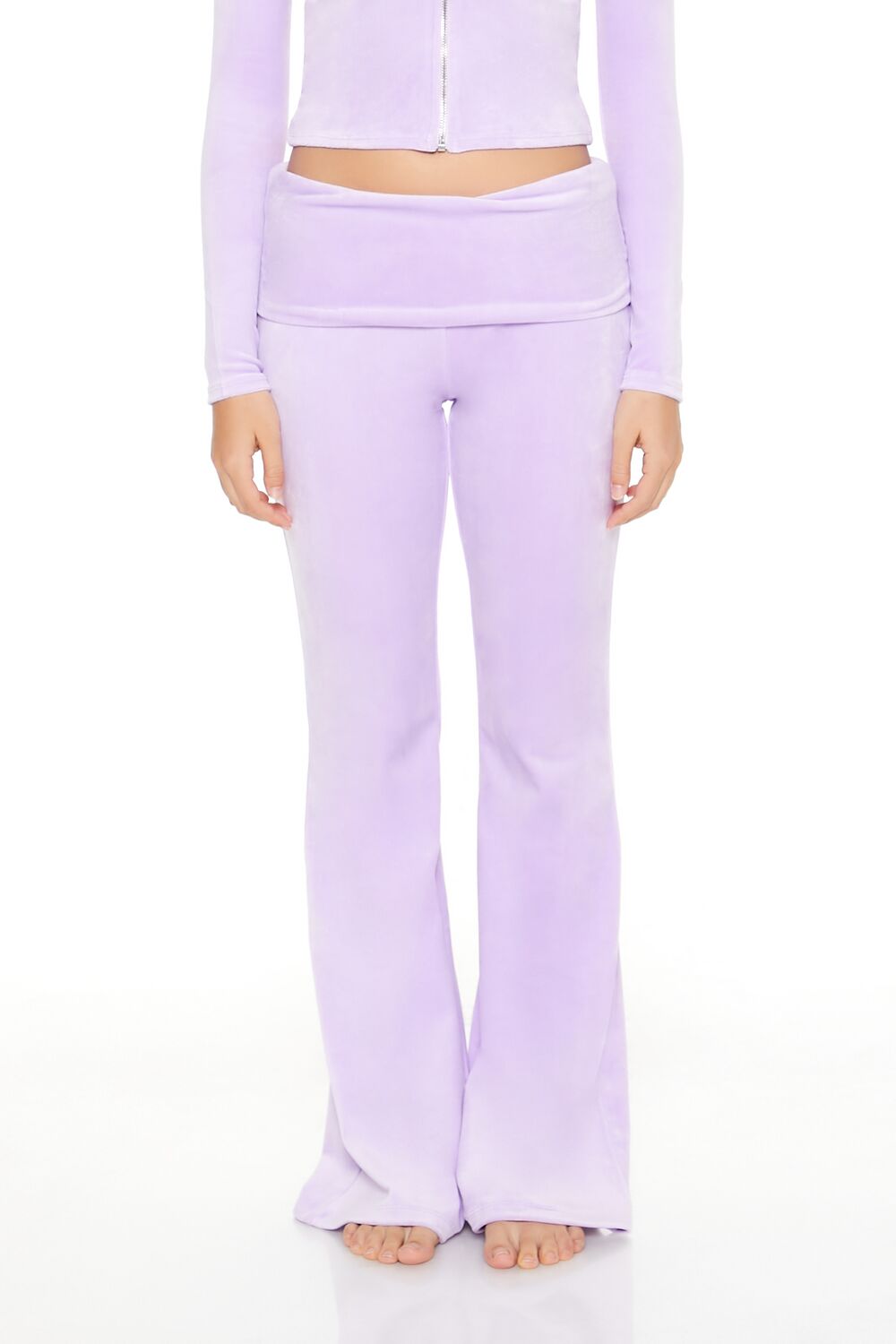 Velour Foldover Flare Pants
