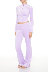 Velour Foldover Flare Pants