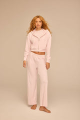 Velour Mid-Rise Wide-Leg Pants