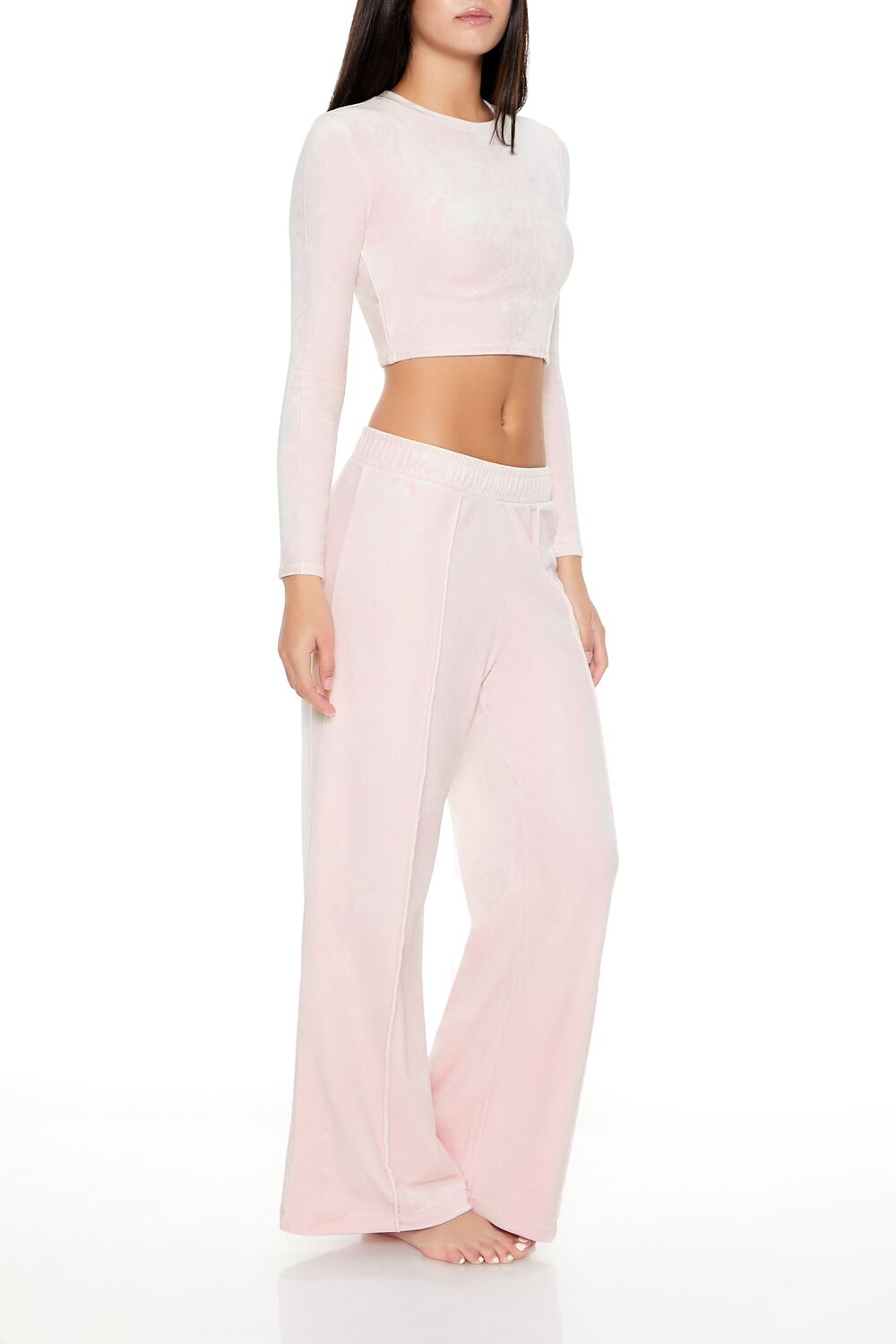 Velour Mid-Rise Wide-Leg Pants