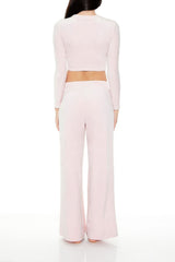 Velour Mid-Rise Wide-Leg Pants