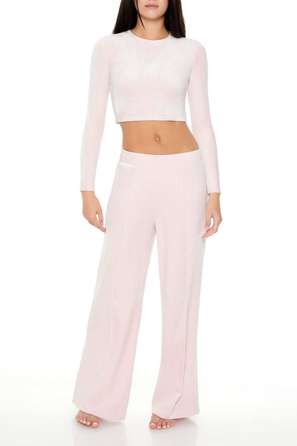 Velour Mid-Rise Wide-Leg Pants